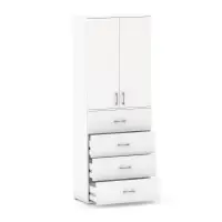 Szafa na ubrania z drążkiem Pola 215 - 4 szuflady 60 / 70 / 80 cm BIALA